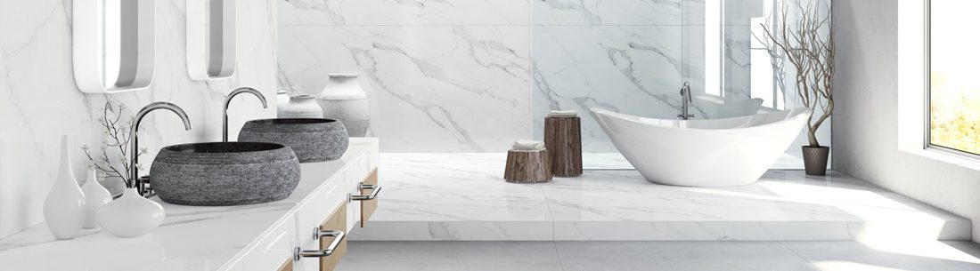 Unique Calacatta Unique Calacatta bathroom vanity, walls, and floor