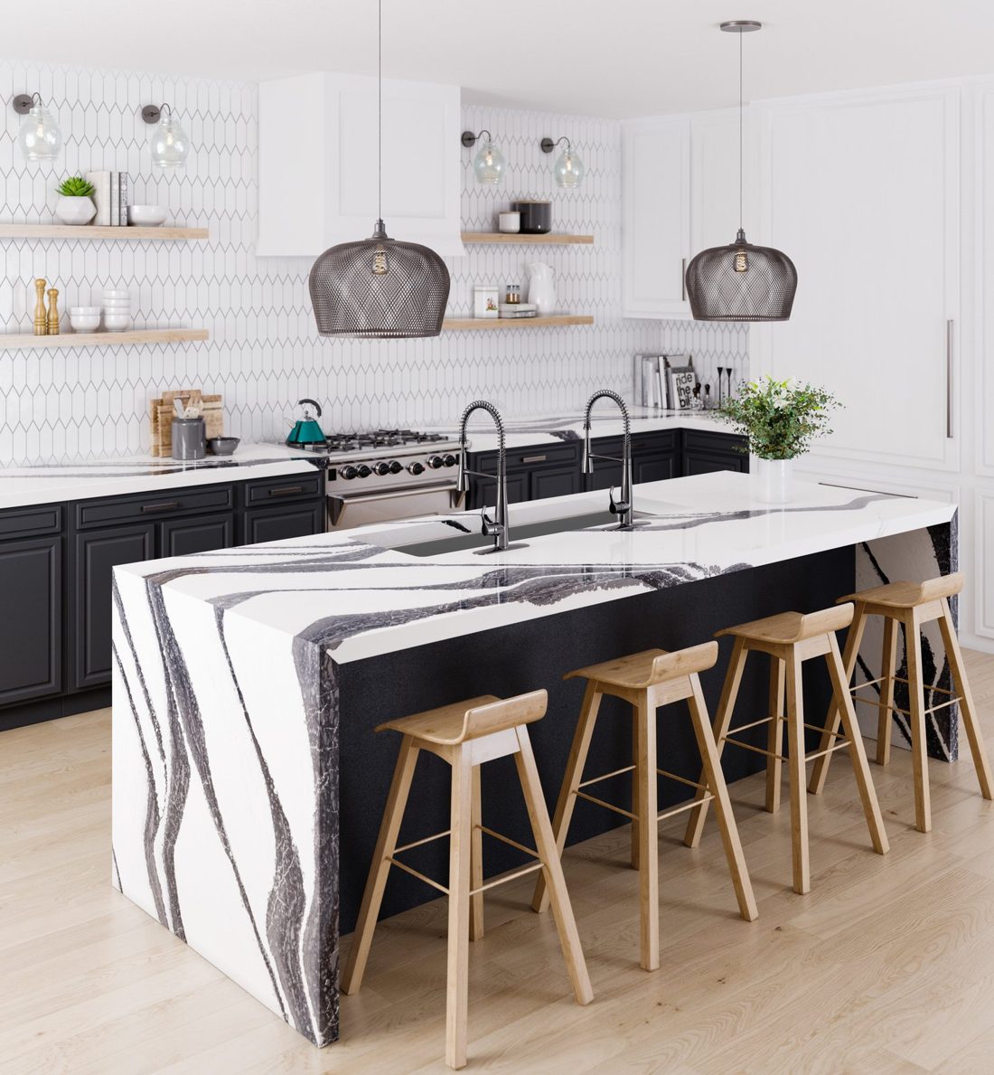 Bentley Bentley waterfall kitchen island