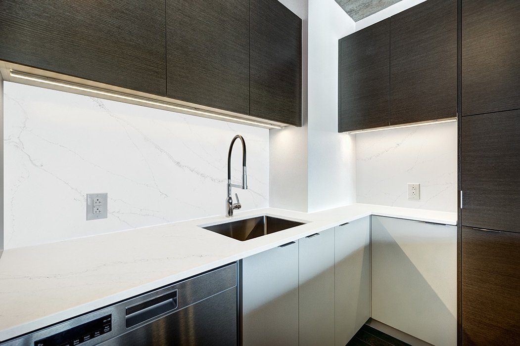 Calacatta Veneto Calacatta Veneto countertop and full-height backsplash