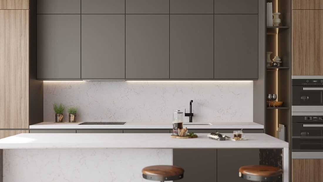 Valley Sand Valley Sand kitchen island and backsplash
