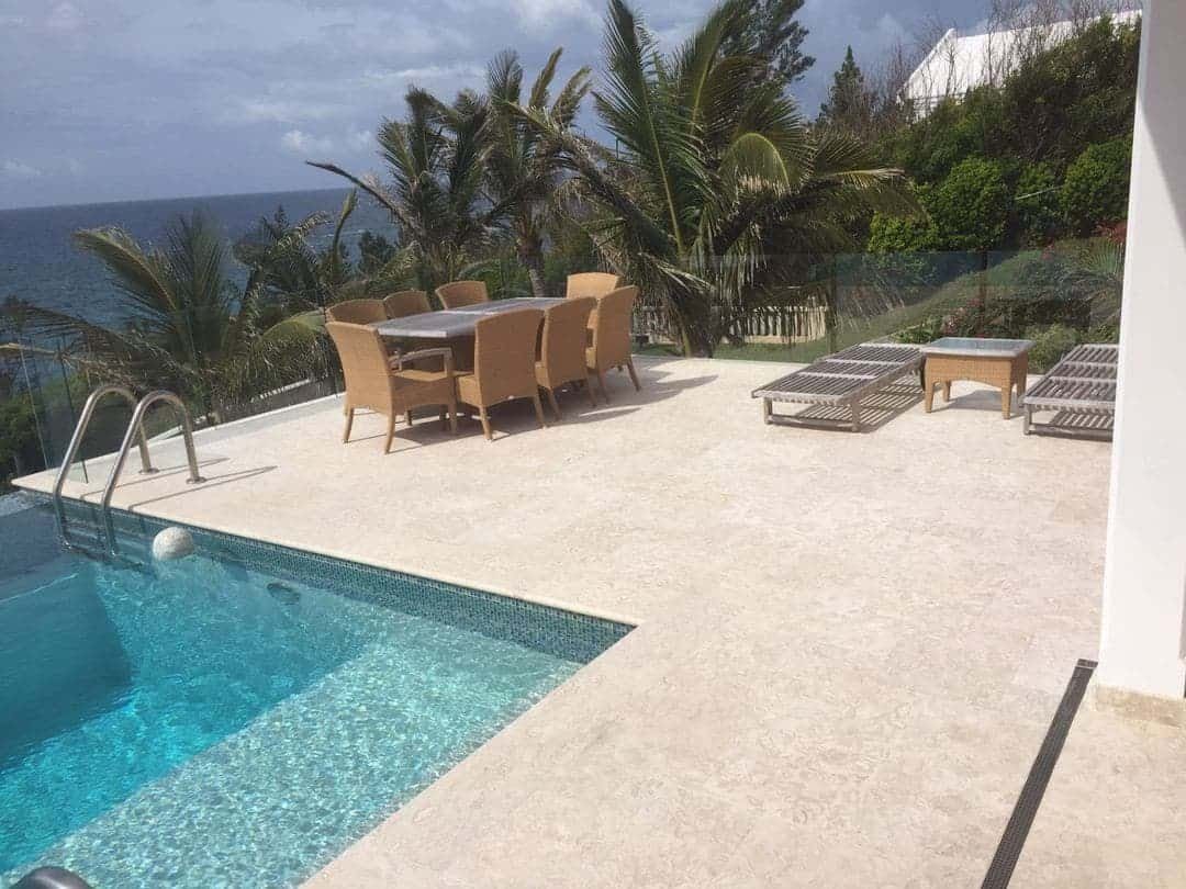 Shells Reef Beige Slab In a room setting