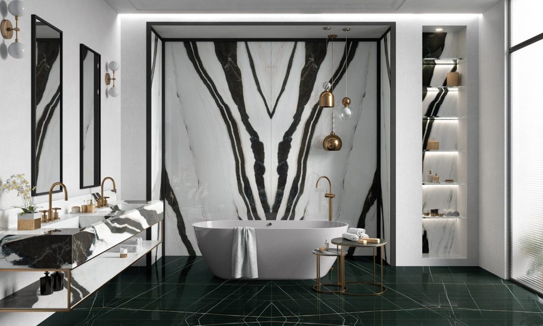Infinity Panda White Natura Vein In a room setting