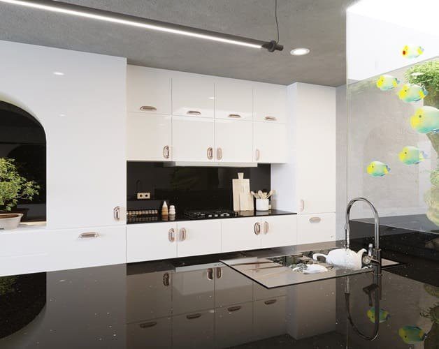 Pompeii Quartz Sparkle Black In a room setting