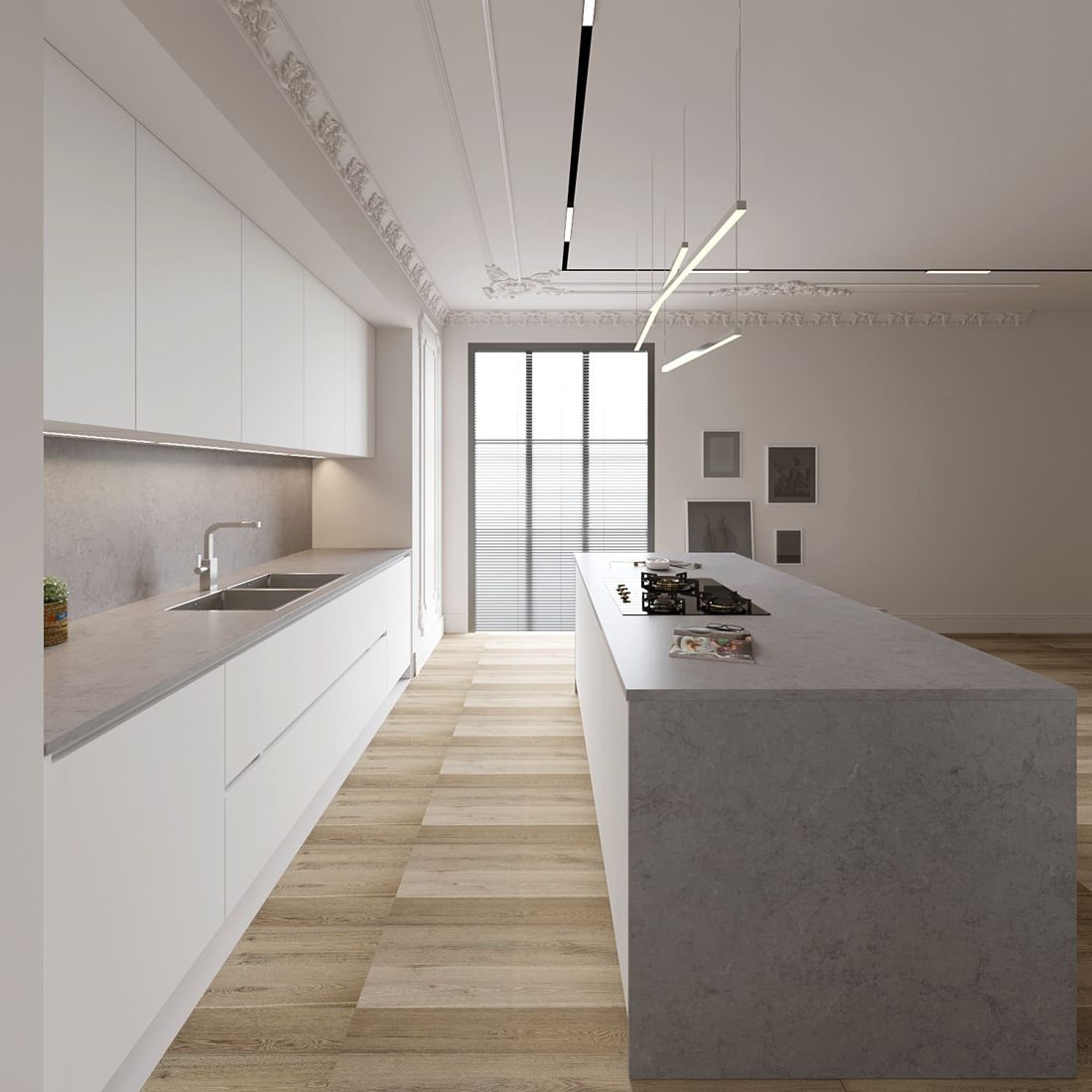 Pompeii Quartz Valley Grey In a room setting