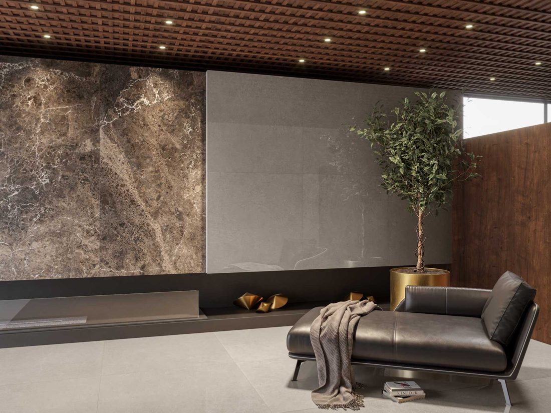Breccia Vino Satin In a room setting